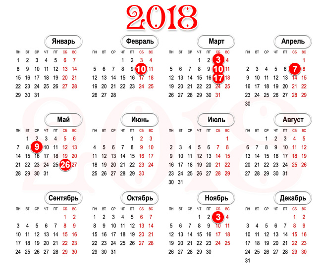 поминальный календарь 2018